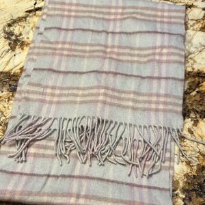Burberry Soft Plaid Scarf in Gray and Pink